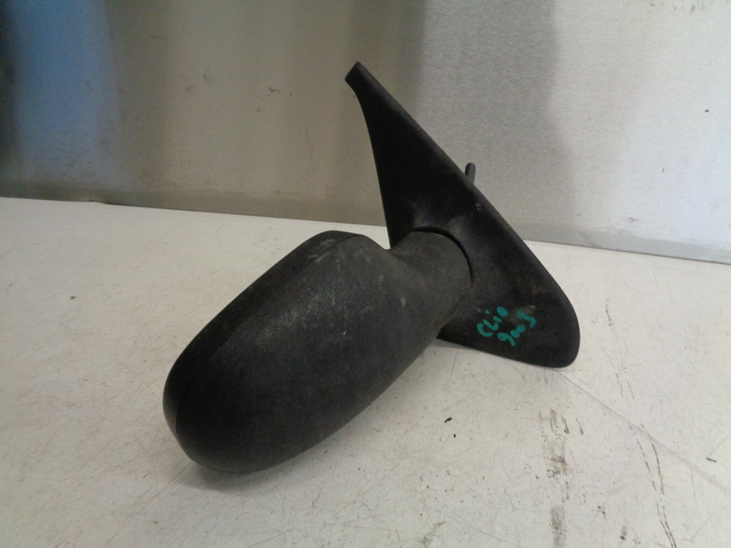 RENAULT CLIO MK2 2003 OS DRIVER SIDE MANUAL DOOR WING MIRROR BLACK PLASTIC