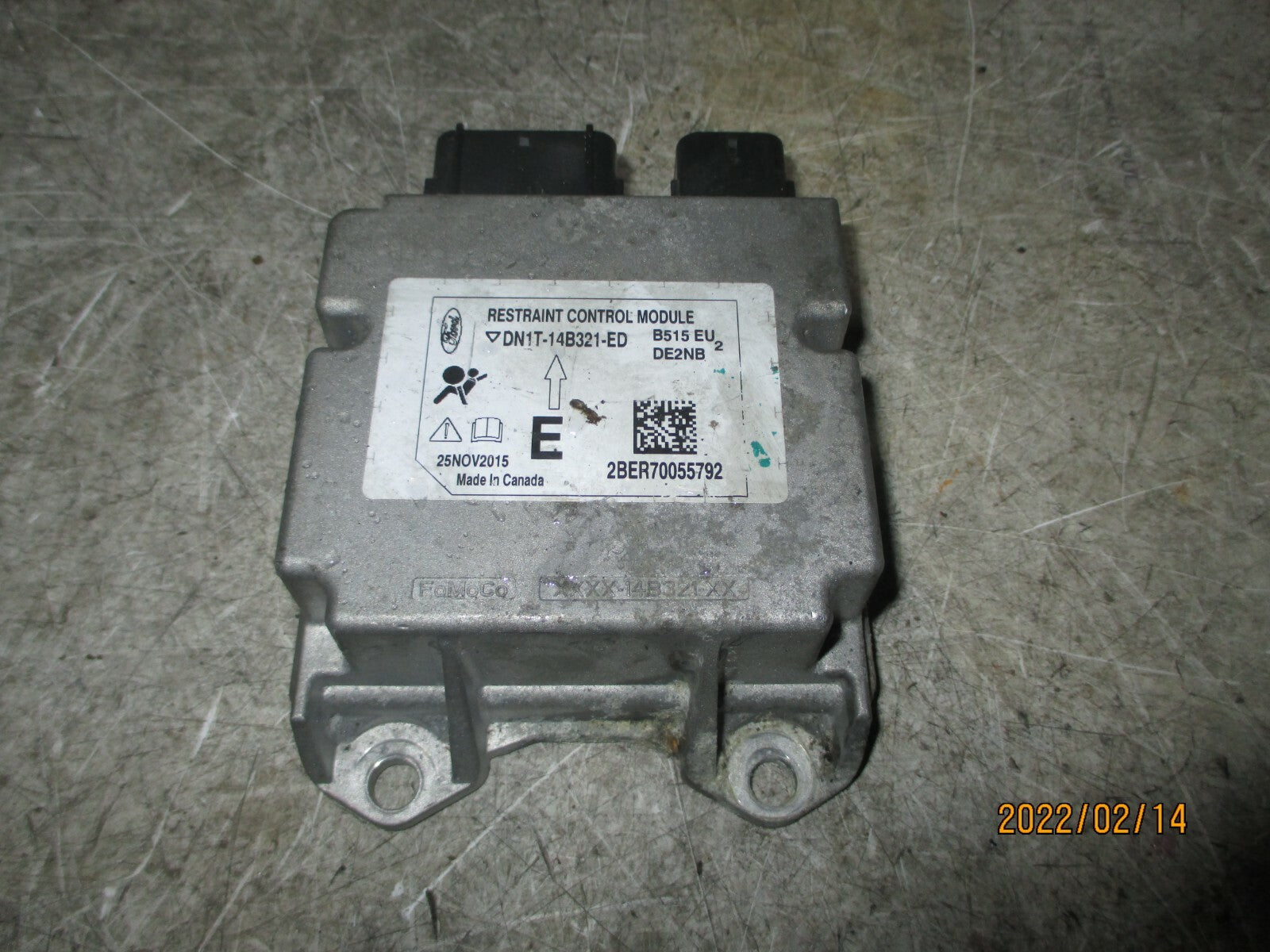 FORD ECOSPORT 2016 SAFETY  BAG CONTROL MODULE ECU DN1T14B321ED