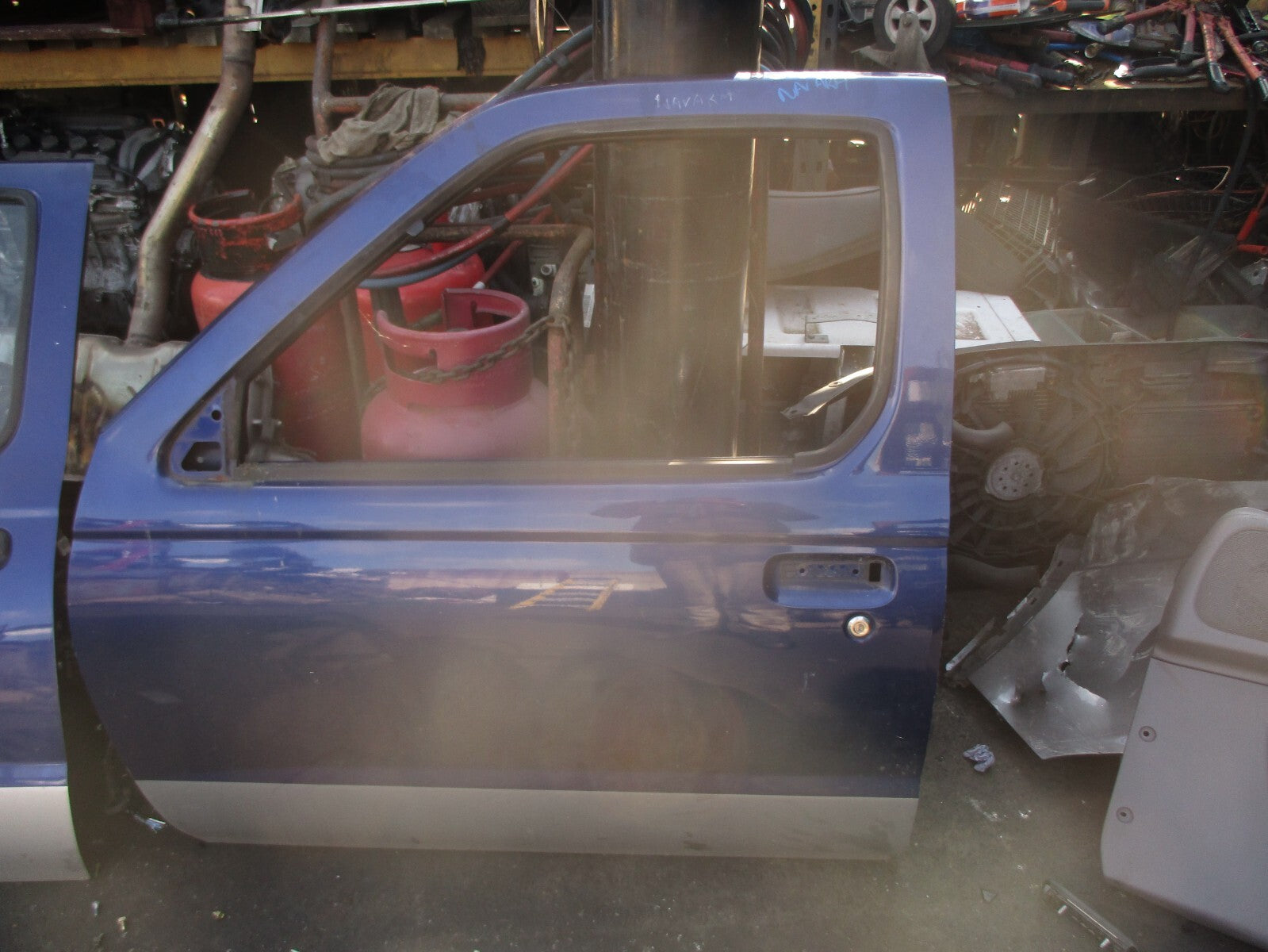 2002 NISSAN NAVARA D22 NSF PASSENGER SIDE FRONT LEFT BARE DOOR BLUE