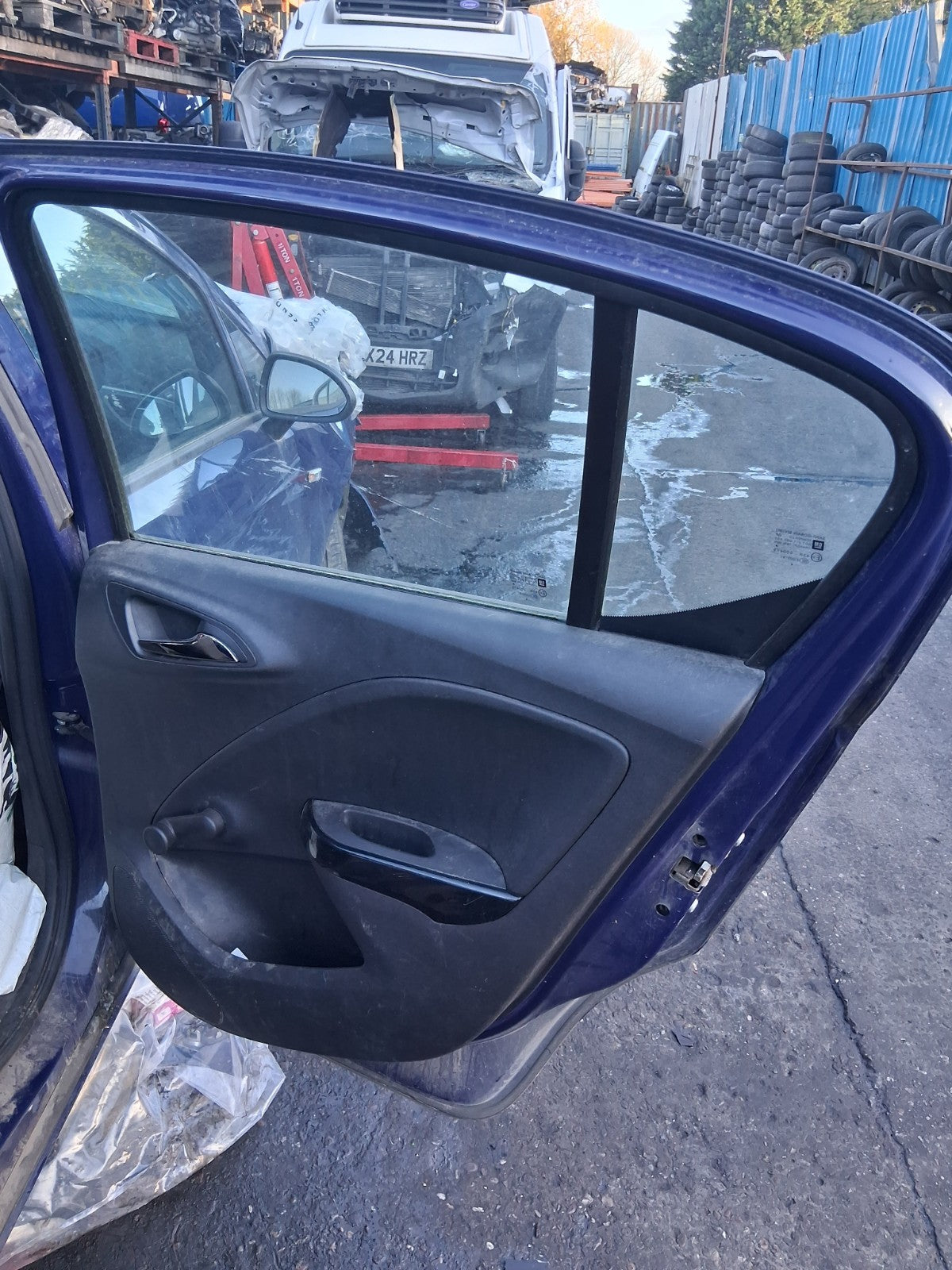 2016 VAUXHALL CORSA E OSR DRIVER SIDE REAR RIGHT COMPLETE DOOR BLUE