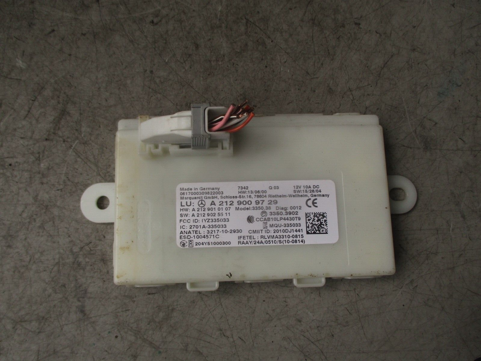 2017 MERCEDES BENZ A CLASS W176 KEYLESS ENTRY CONTROL MODULE A2129009729
