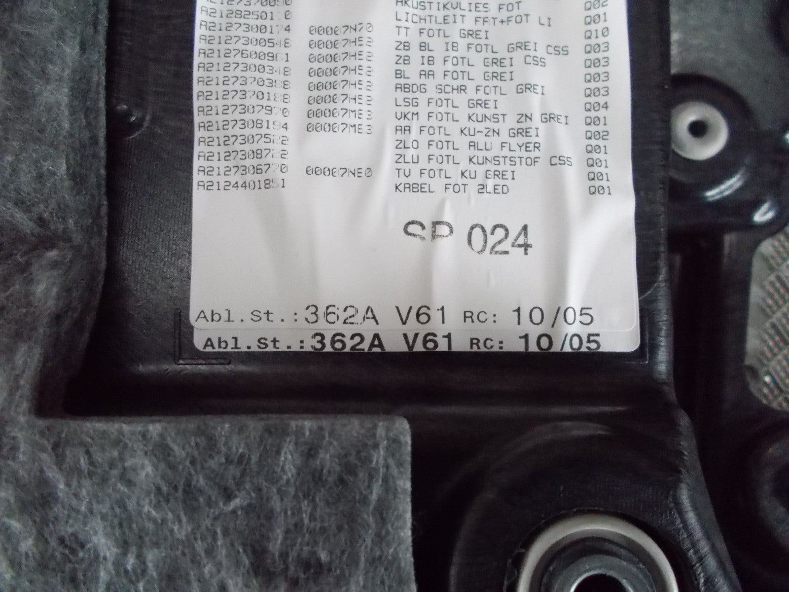 MERCEDES E CLASS W212 2016 NSR PASSENGER SIDE REAR DOOR CARD WHITE