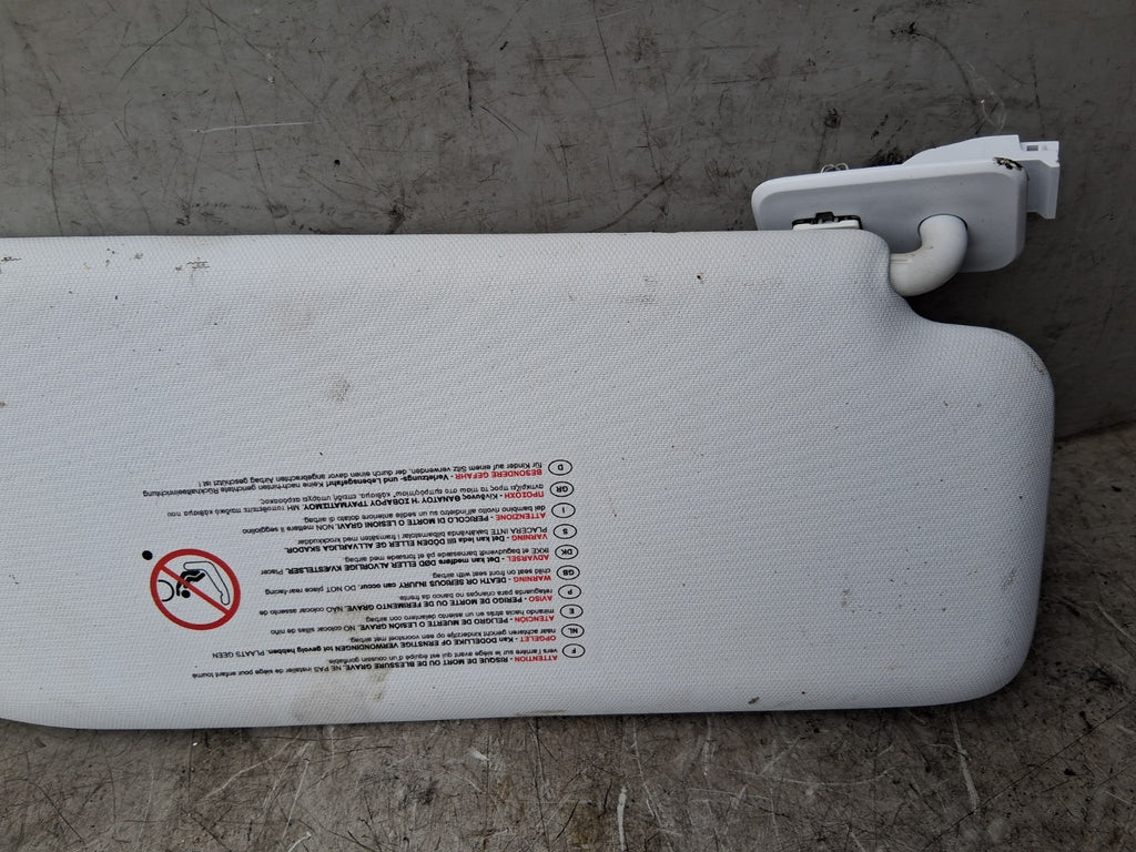 2012 PEUGEOT 208 NSF PASSENGER SIDE FRONT LEFT SUN VISOR SHADE