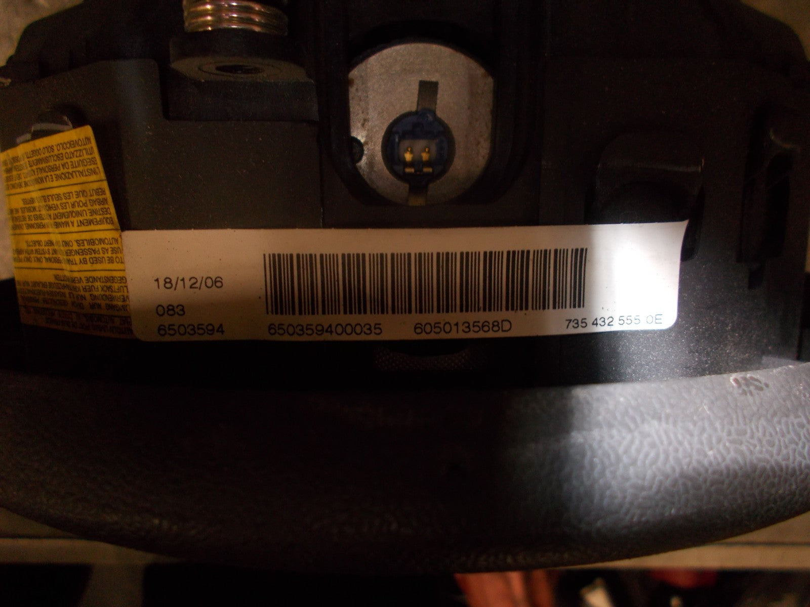 FIAT DOBLO 2007 MK1 STEERING WHEEL AIRBAG 735432555