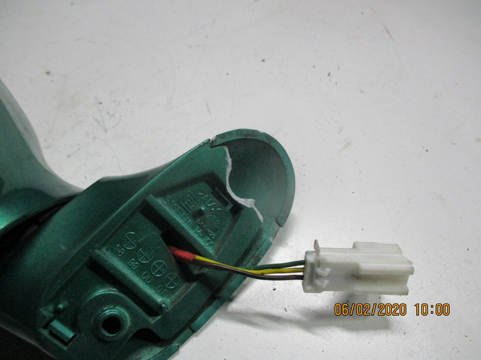 DAEWOO MATIZ 2004 NS PASSENGER SIDE MANUAL DOOR WING MIRROR IN GREEN