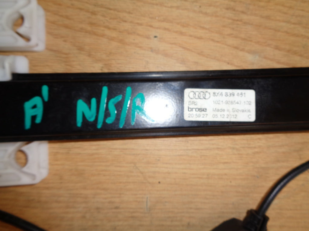 AUDI A1 2013 5 DOOR HATCHBACK PASSENGER SIDE REAR WINDOW MOTOR & REGULATOR