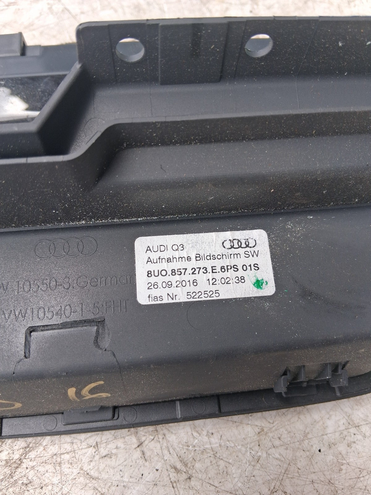 2016 AUDI Q3 HEAD UNIT DISPLAY BRACKET 8U0857273E6PS