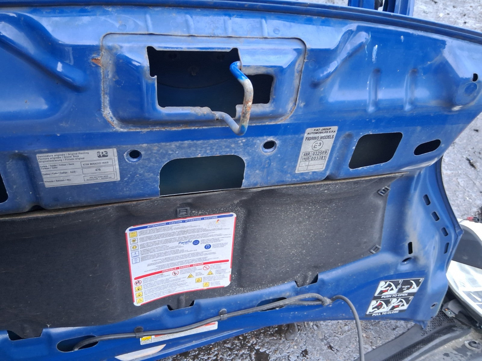 2016 FIAT FIORINO FRONT BONNET HOOD PANEL BLUE