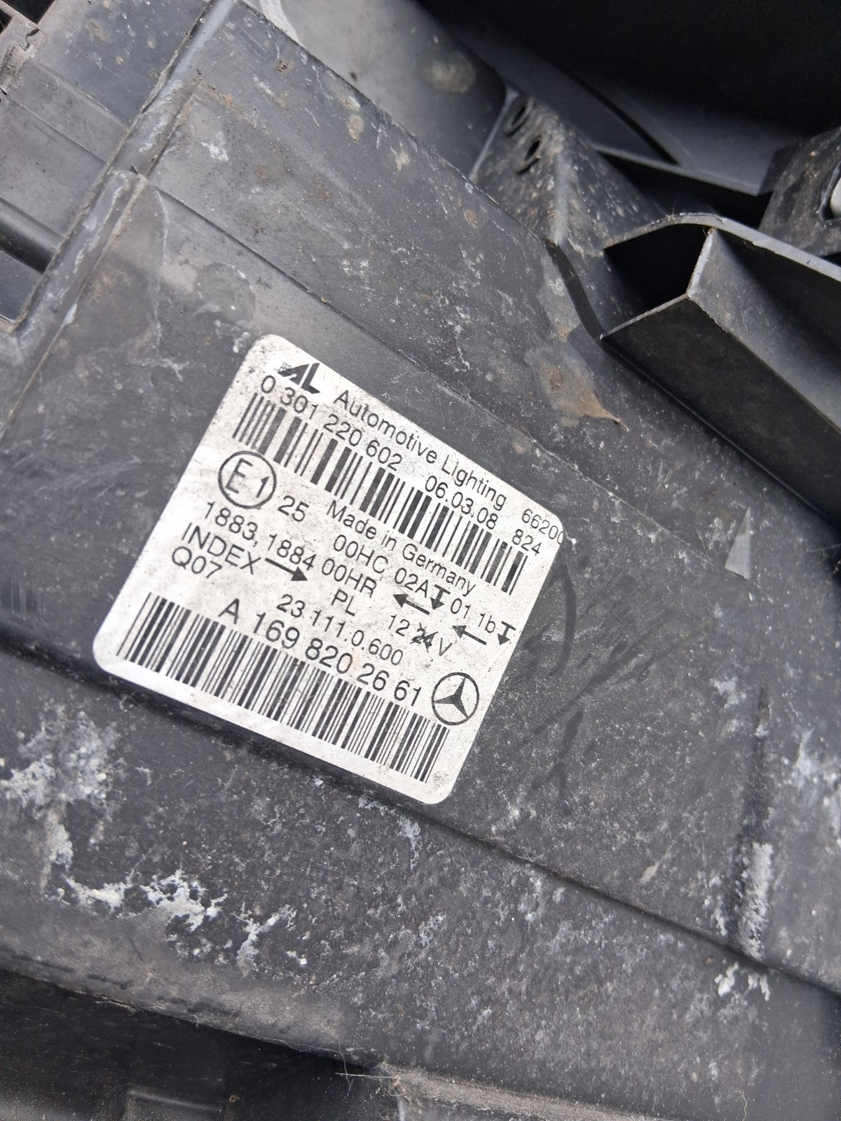 2008 MERCEDES B CLASS W245 OSF DRIVER SIDE FRONT RIGHT HEADLIGHT A1698202661