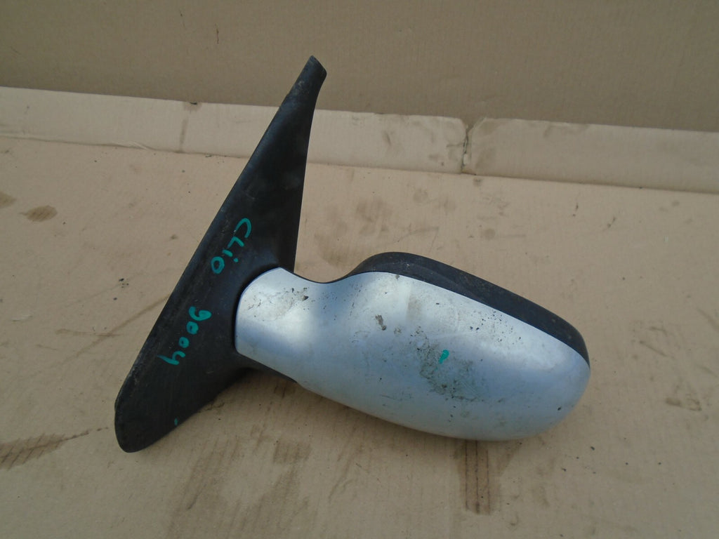 RENAULT CLIO MK2 2004 NS PASSENGER ELECTRIC DOOR WING MIRROR SILVER / LIGHT BLUE