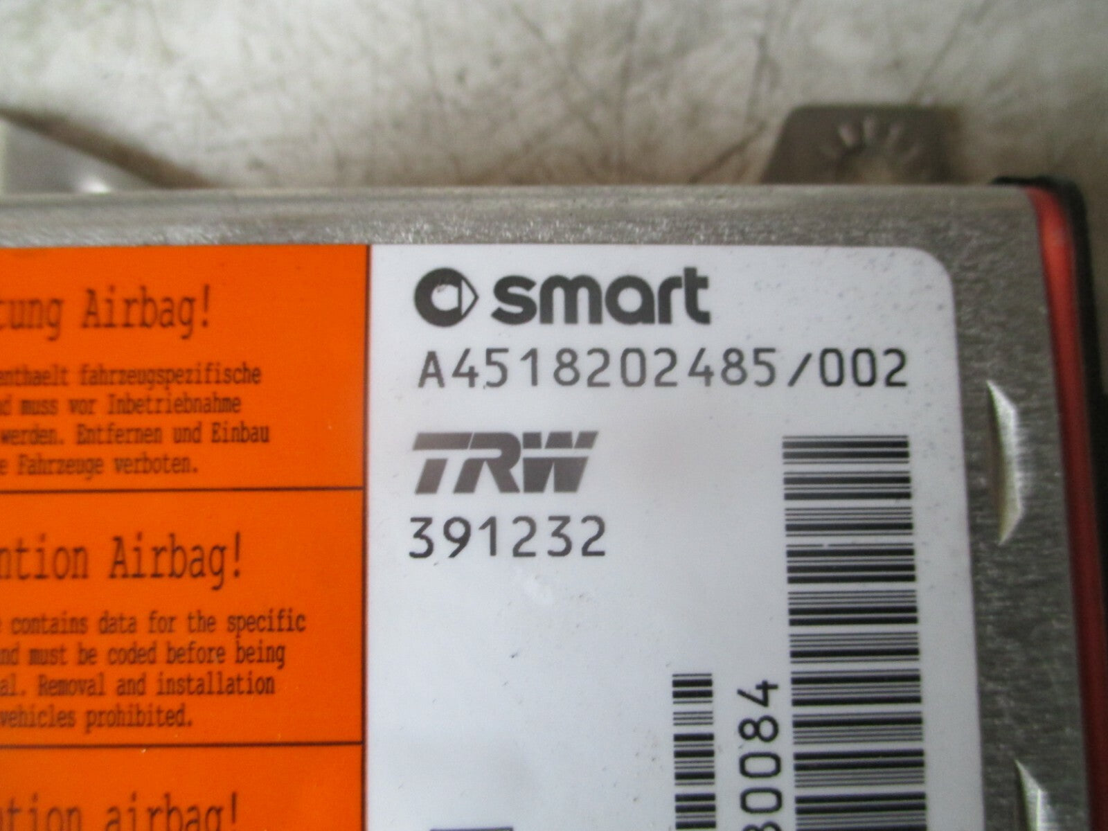 SMART FORTWO 2008 MK2 AIR SAFETY BAG MODULE UNIT A4518202485