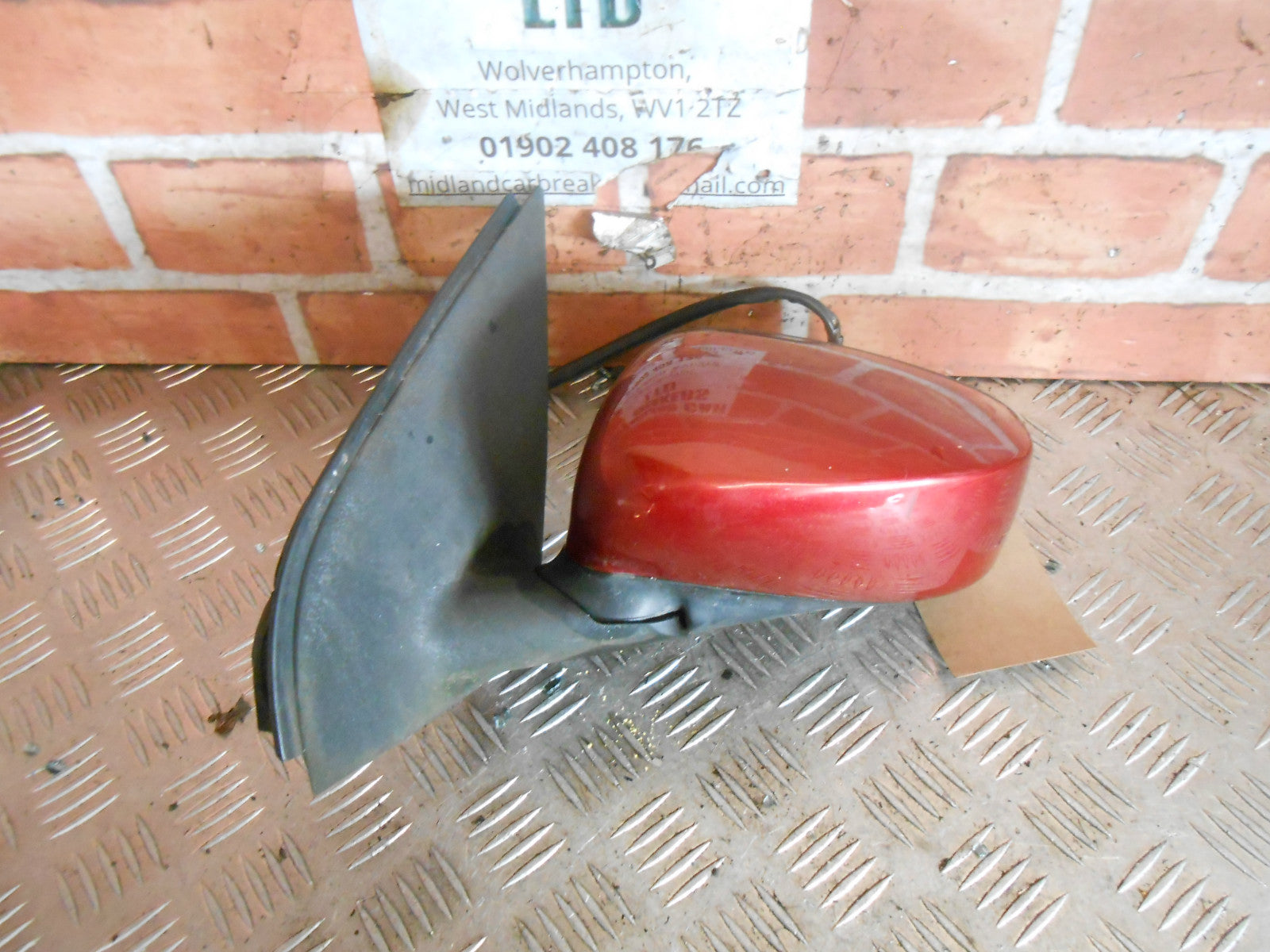 FIAT STILO 192 2004 NS PASSENGER SIDE ELECTRIC ADJUST DOOR WING MIRROR RED