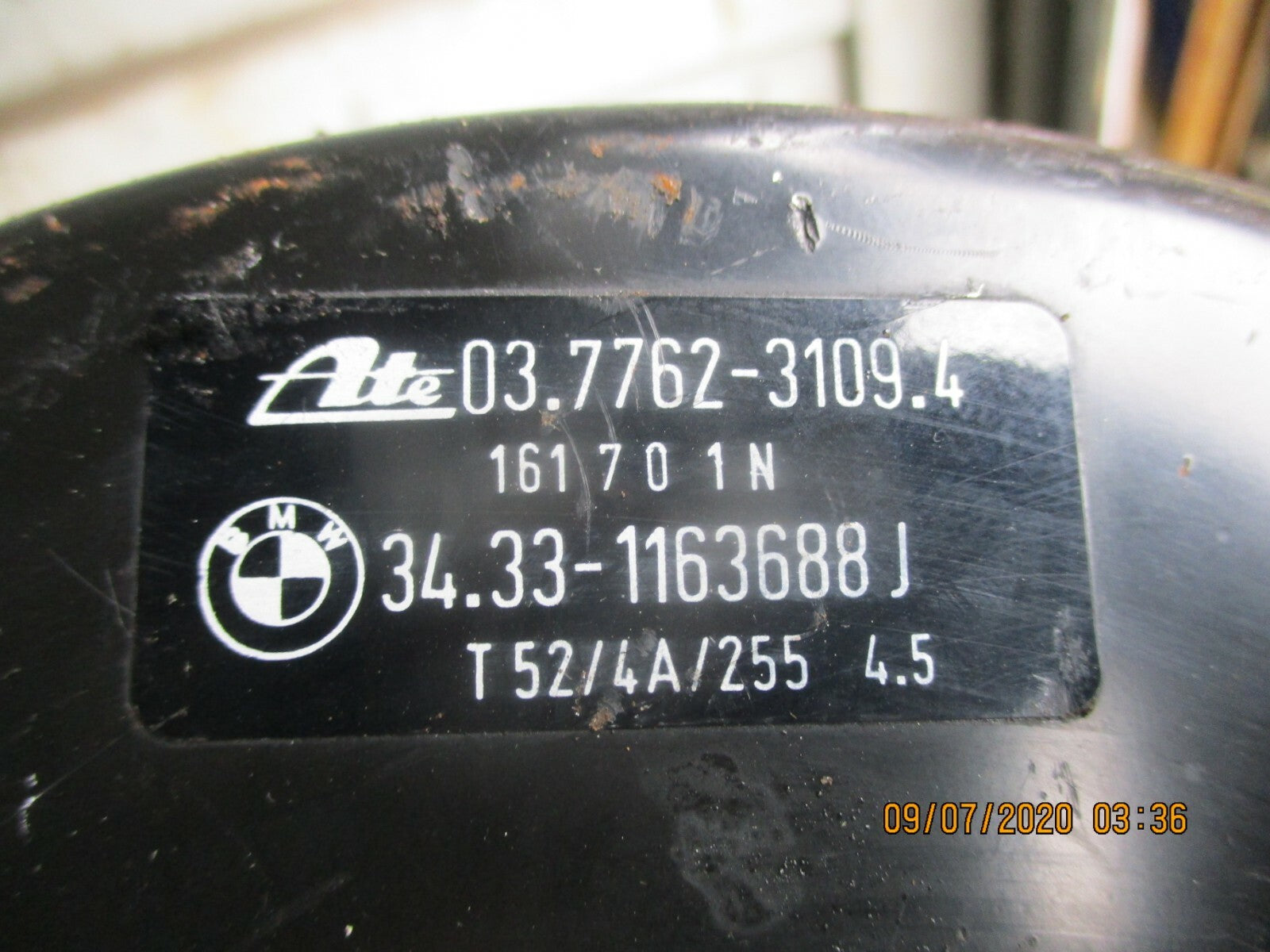 BMW Z3 E36 1997 2.8 BRAKE MASTER CYLINDER SERVO UNIT ONLY 03776231094