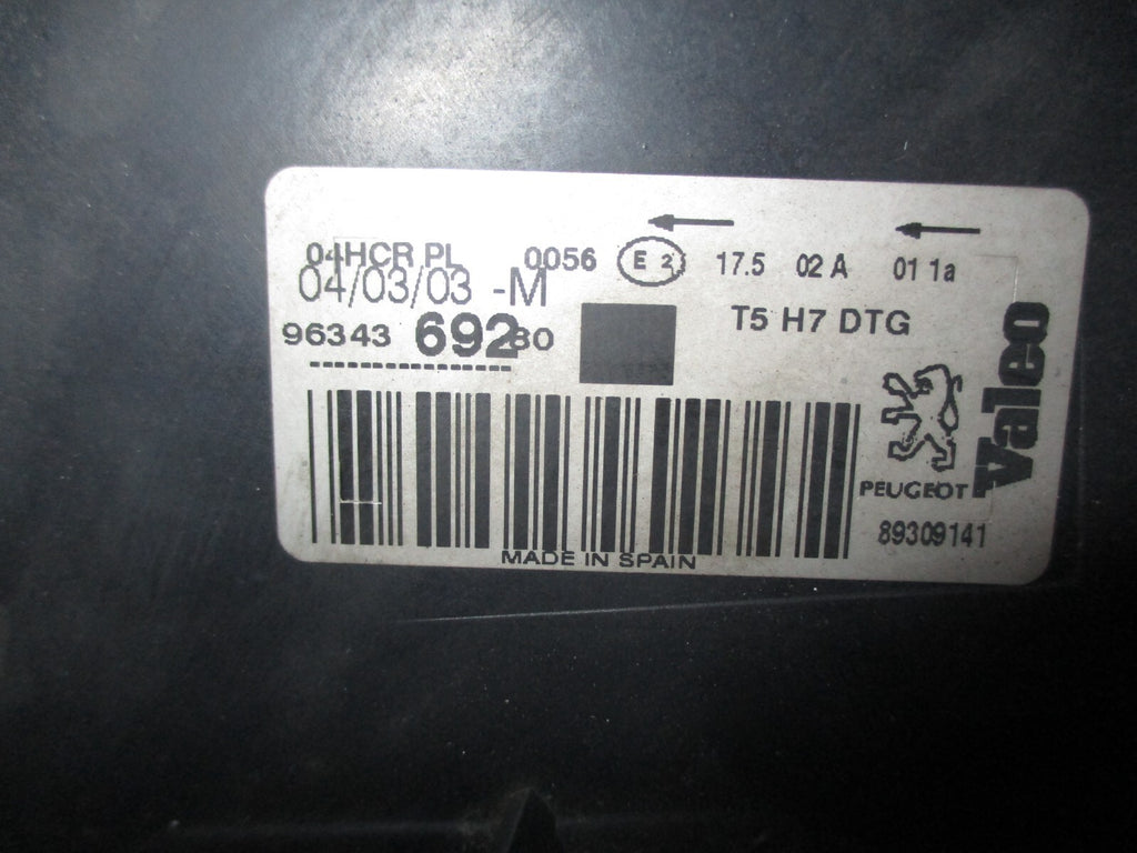 PEUGEOT 307 2003 OSF DRIVER SIDE FRONT HEAD LIGHT  89309141