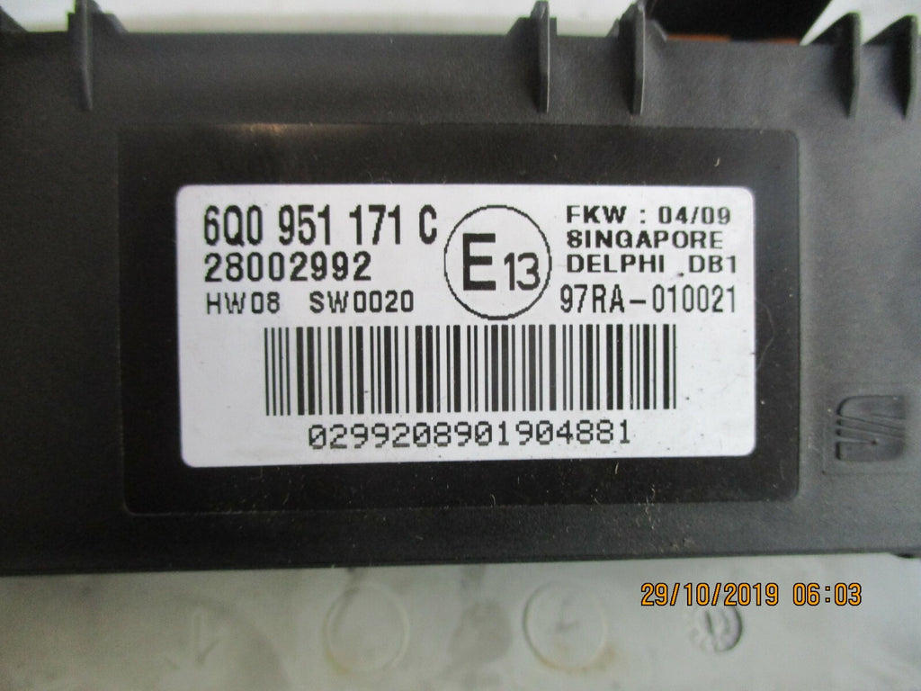VW VOLKSWAGEN POLO 2005 INTERIOR ALARM SENSOR MODULE 6Q0951171C