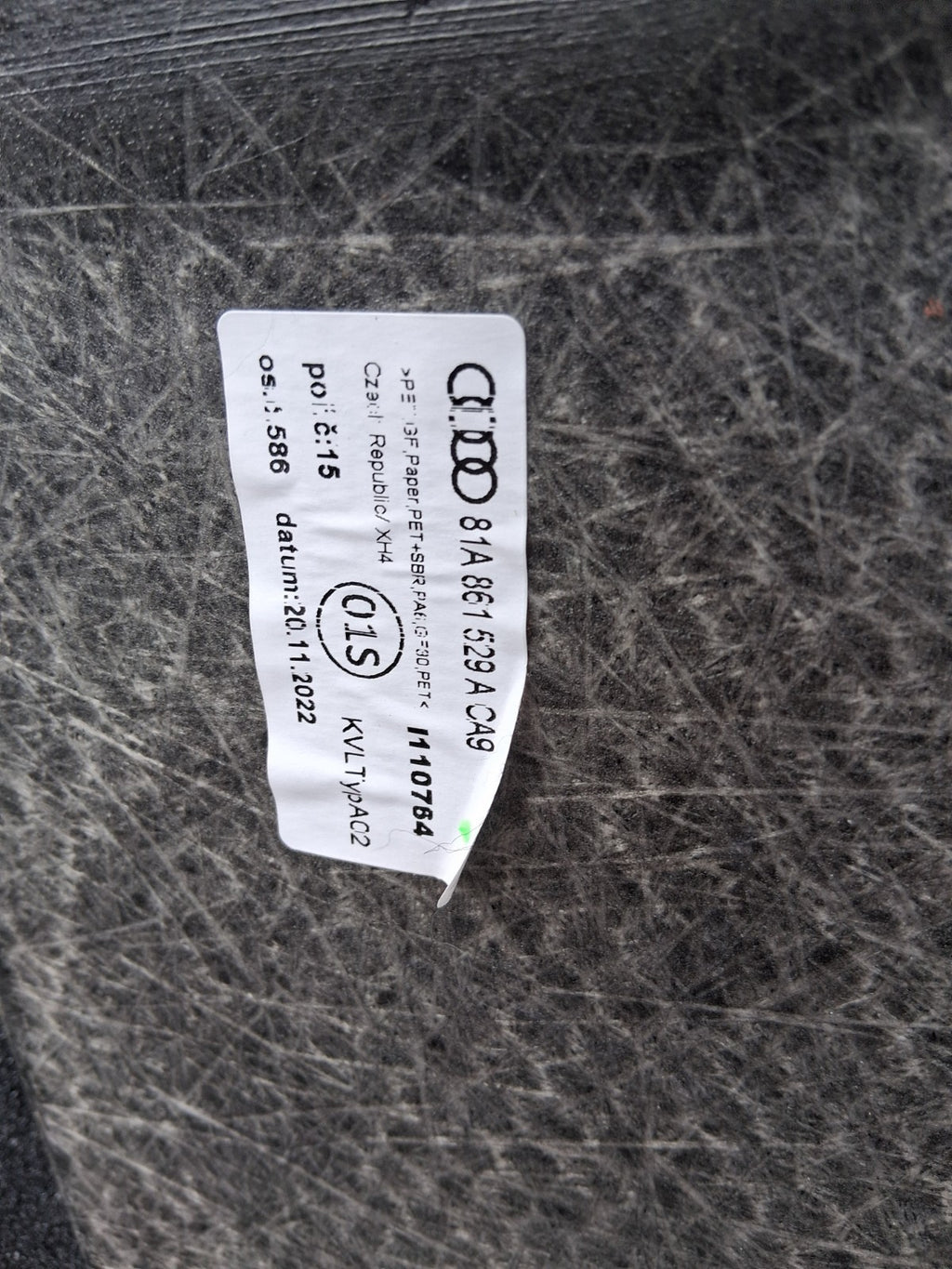 2022 AUDI Q2 S LINE MK1 REAR BOOT FLOOR LINER CARPET MAT 81A861529