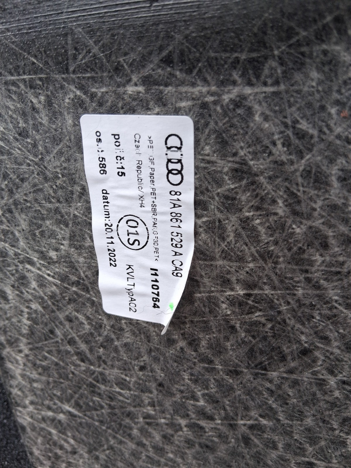 2022 AUDI Q2 S LINE MK1 REAR BOOT FLOOR LINER CARPET MAT 81A861529
