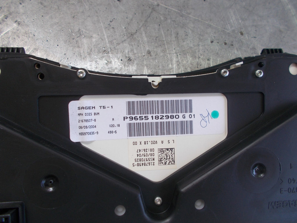 PEUGEOT 307 SPEEDOMETER CLOCKS INSTRUMENT CLUSTER P9655182980