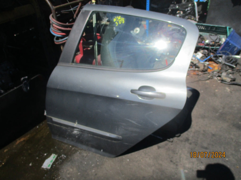 2009 PEUGEOT 308 MK1 NSR PASSENGER SIDE REAR DOOR COMPLETE SHARK GREY KTP