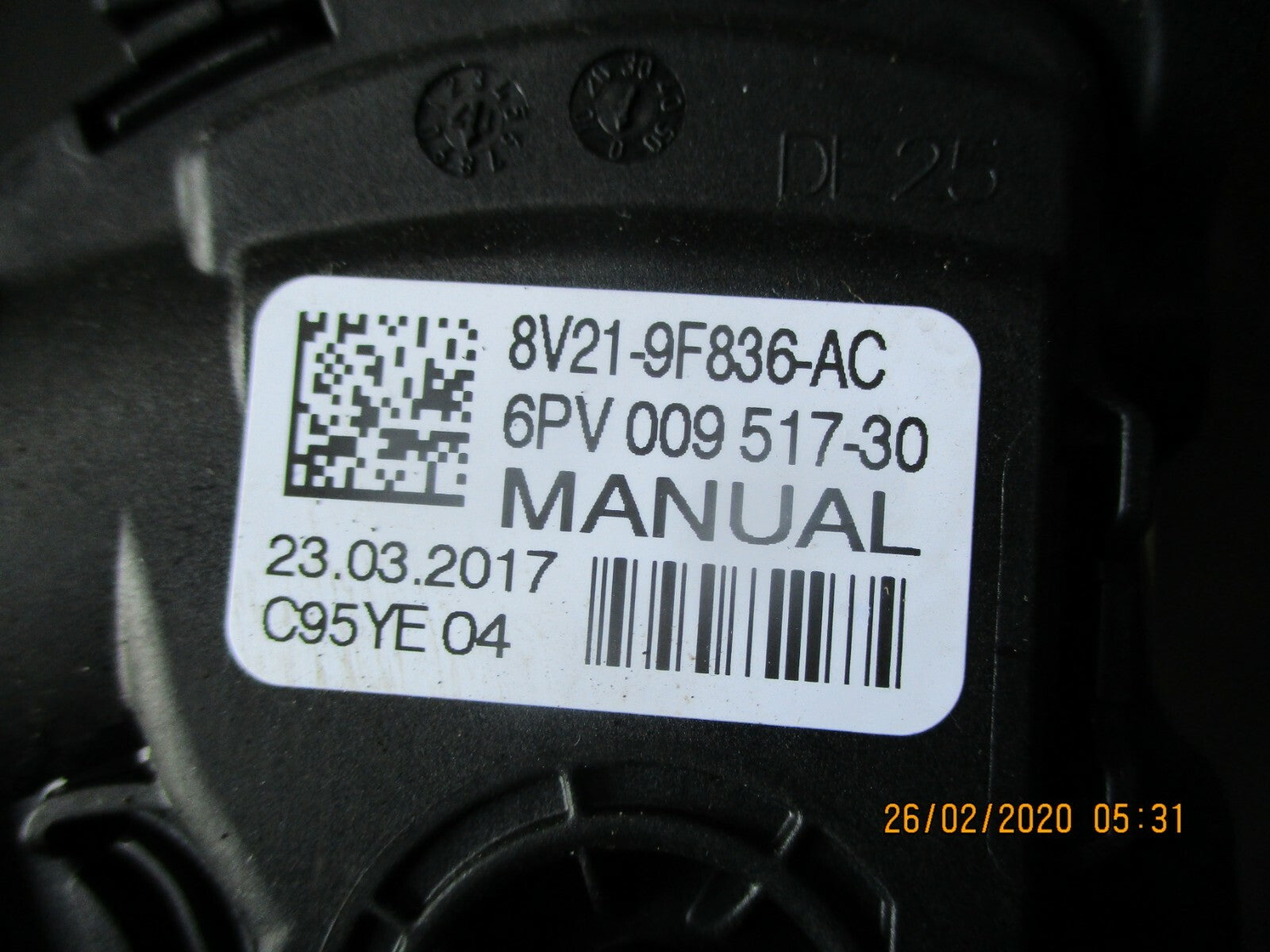 FORD B MAX 2017 MANUAL ELECTRONIC ACCELERATOR THROTTLE PEDAL 8V21-9F836-AC