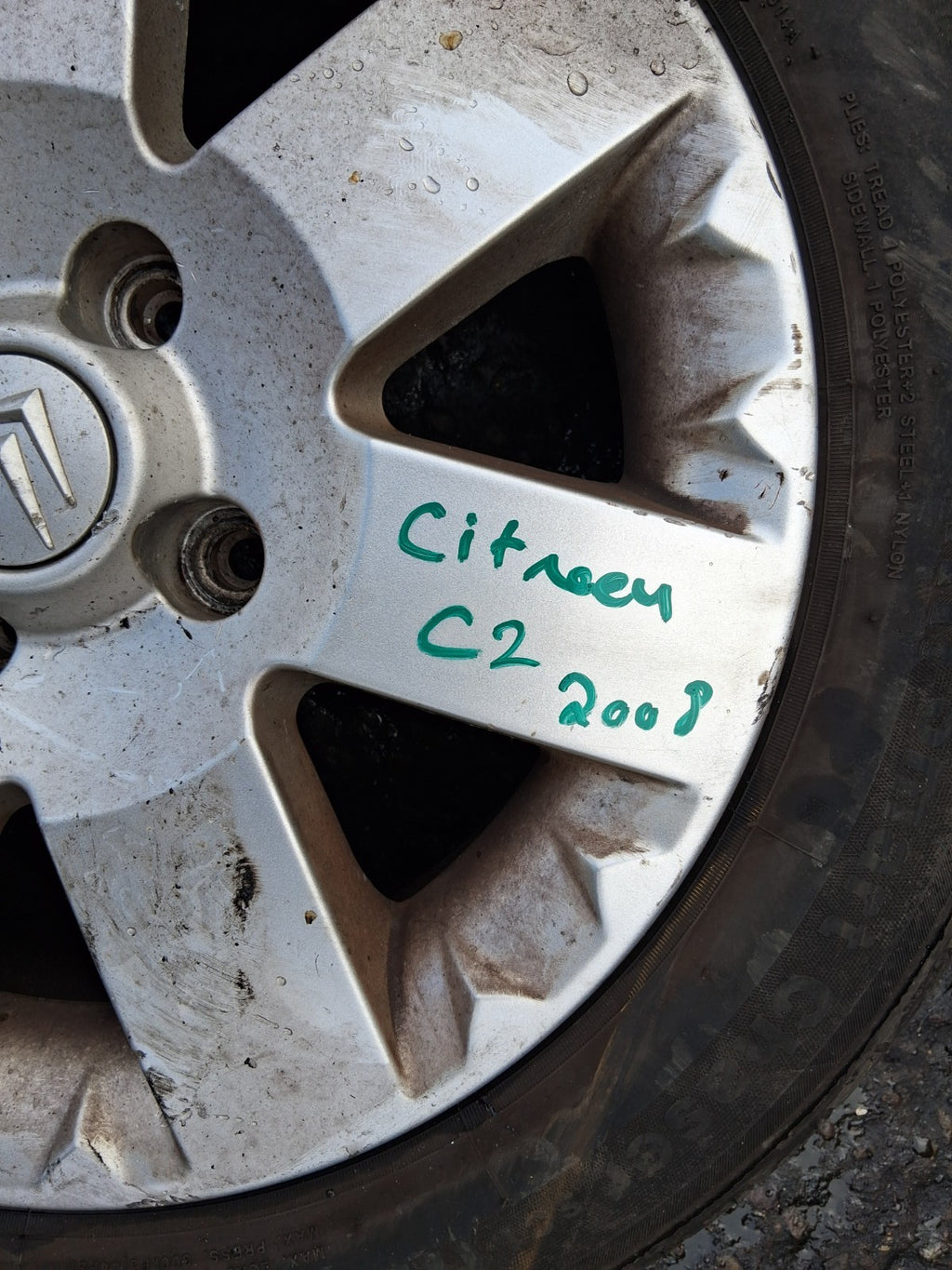 2008 CITROEN C2 15 INCH ALLOY WHEEL WITH TYRE 185/55R15