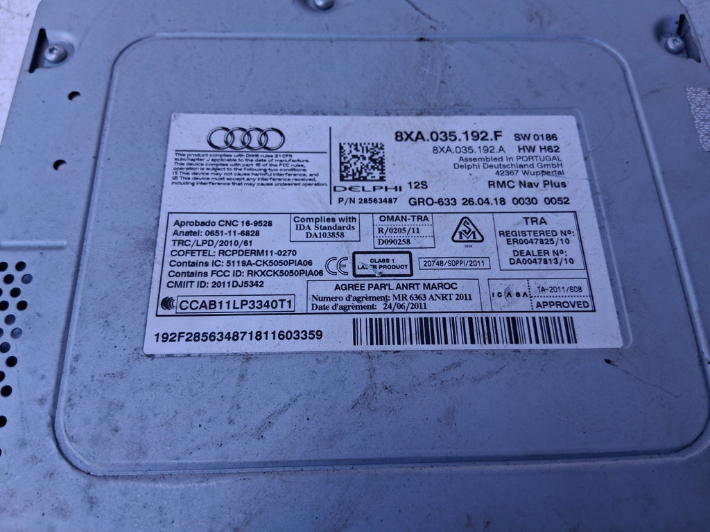 2017 AUDI A1 8X MULTIMEDIA RADIO HEAD UNIT 8XA035192F