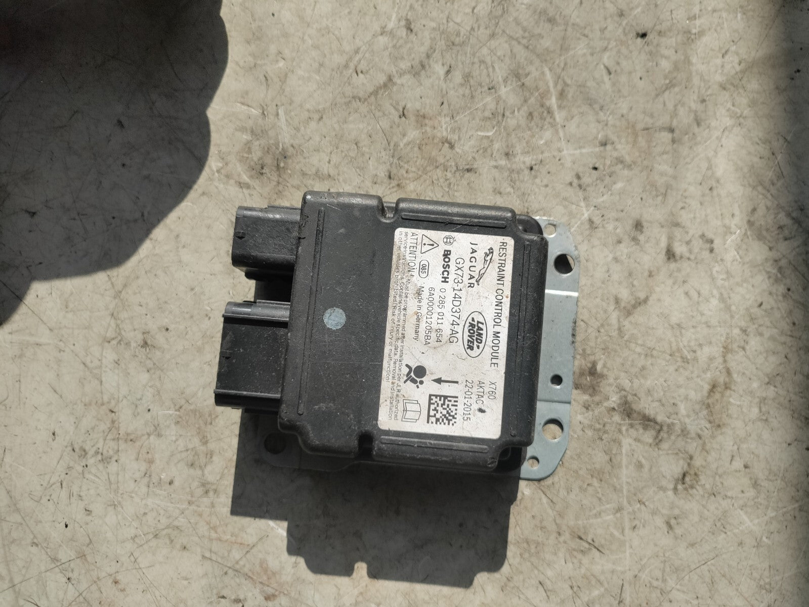 JAGUAR XE AIRBAG CONTROL MODULE ECU GX7314D374AG