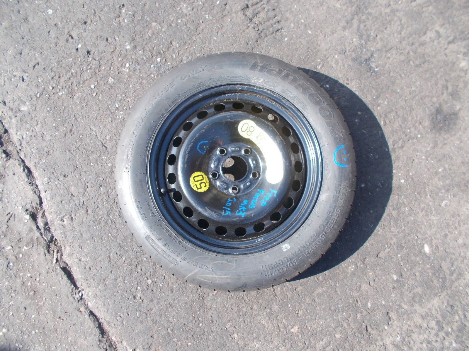 FORD FOCUS MK3 HANKOOK 5 STUD 16 INCH SPACE SAVER STEEL WHEEL 125/90 R16 2160848