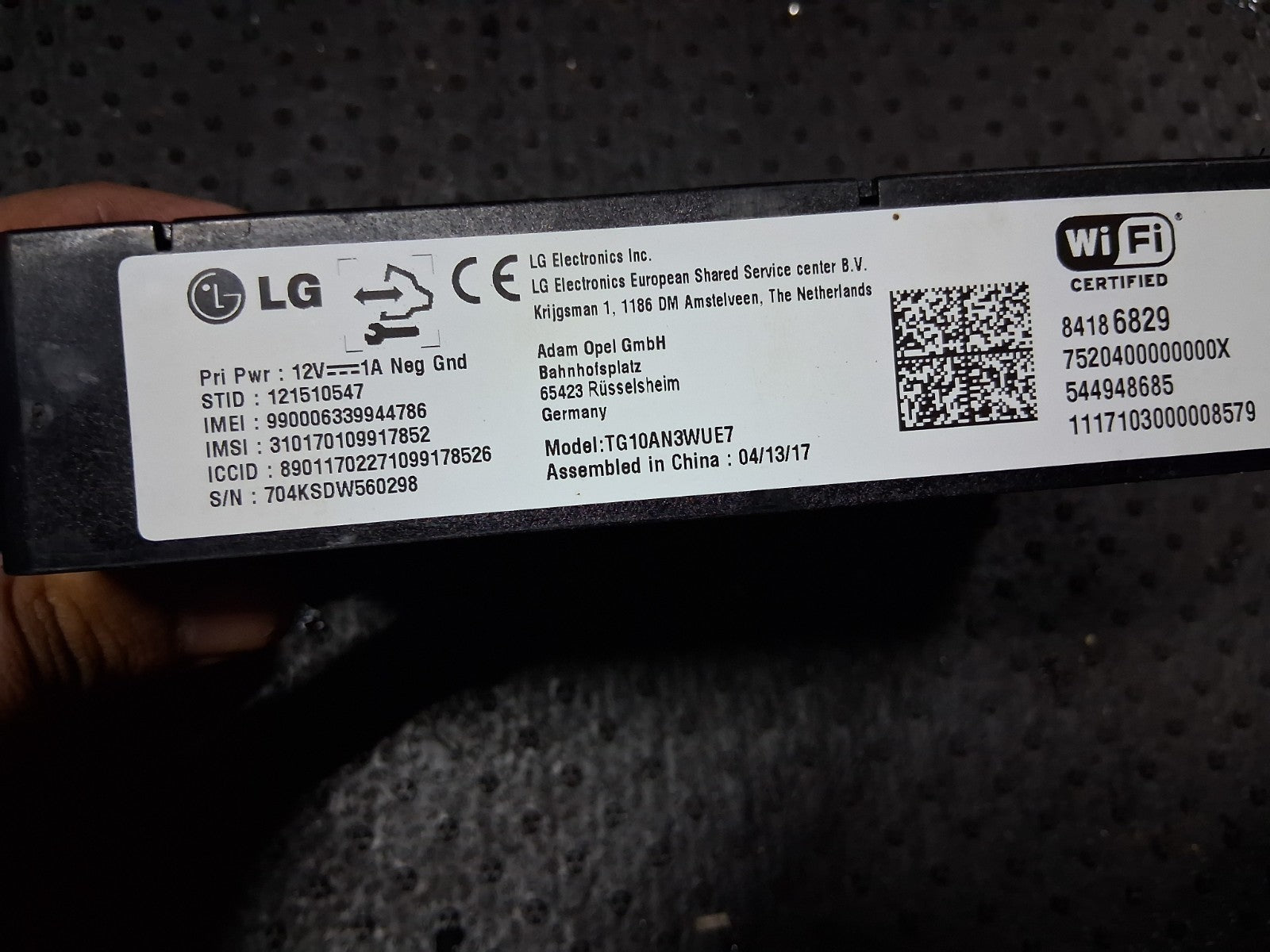 2018 VAUXHALL ZAFIRA C WIFI HOTSPOT CONTROL UNIT ECU 84186829
