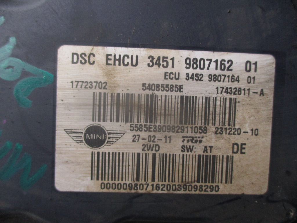 2011 MINI COOPER ABS PUMP CONTROL MODULE 3451980716201