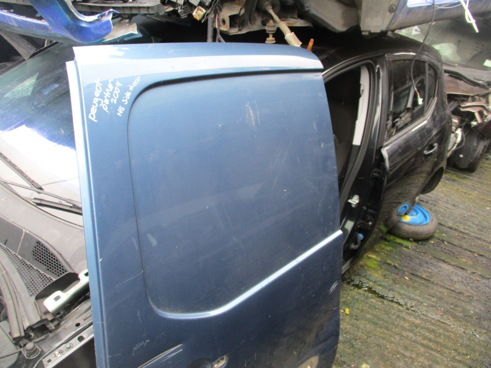2009 PEUGEOT PARTNER MK2 NS PASSENGER SIDE SLIDING LOADING COMPLETE DOOR BLUE