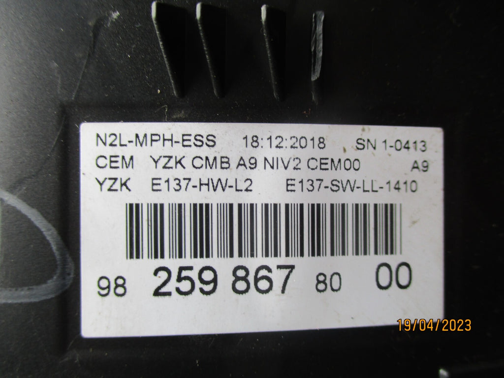 PEUGEOT 208 MK1 2018 1.2 PETROL MANUAL SPEEDO SPEEDOMETER CLUSTER 9825986780