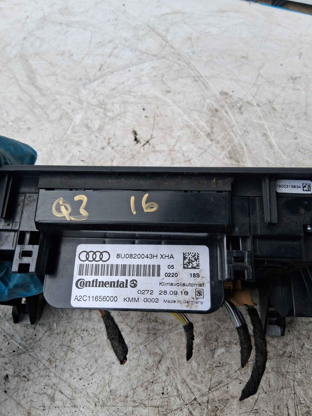 2016 AUDI Q3 AC HEATER CLIMATE CONTROL UNIT 8U0820043H