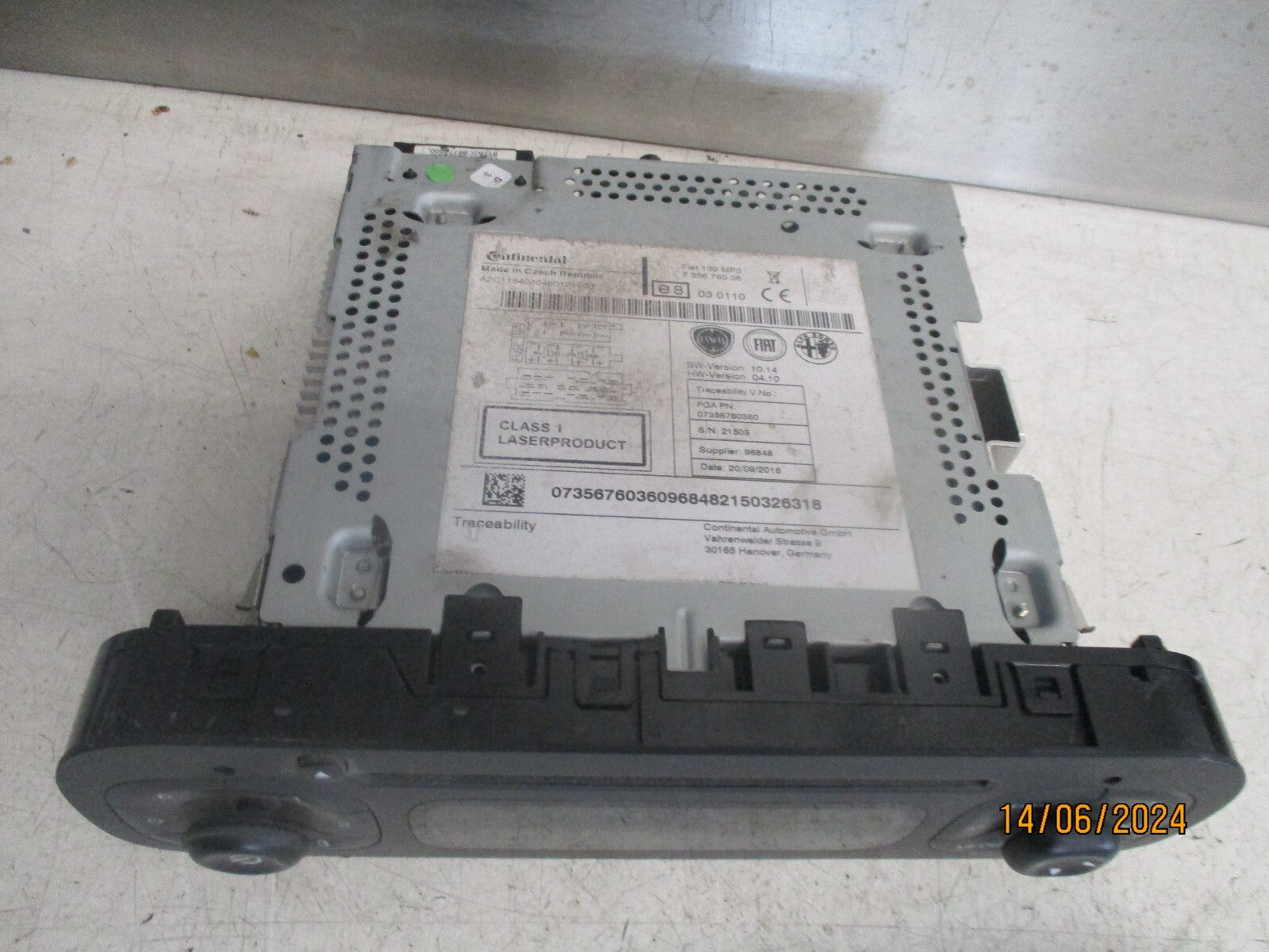 FIAT PANDA MK3 2018 RADIO CD PLAYER STEREO HEAD UNIT 07356760360