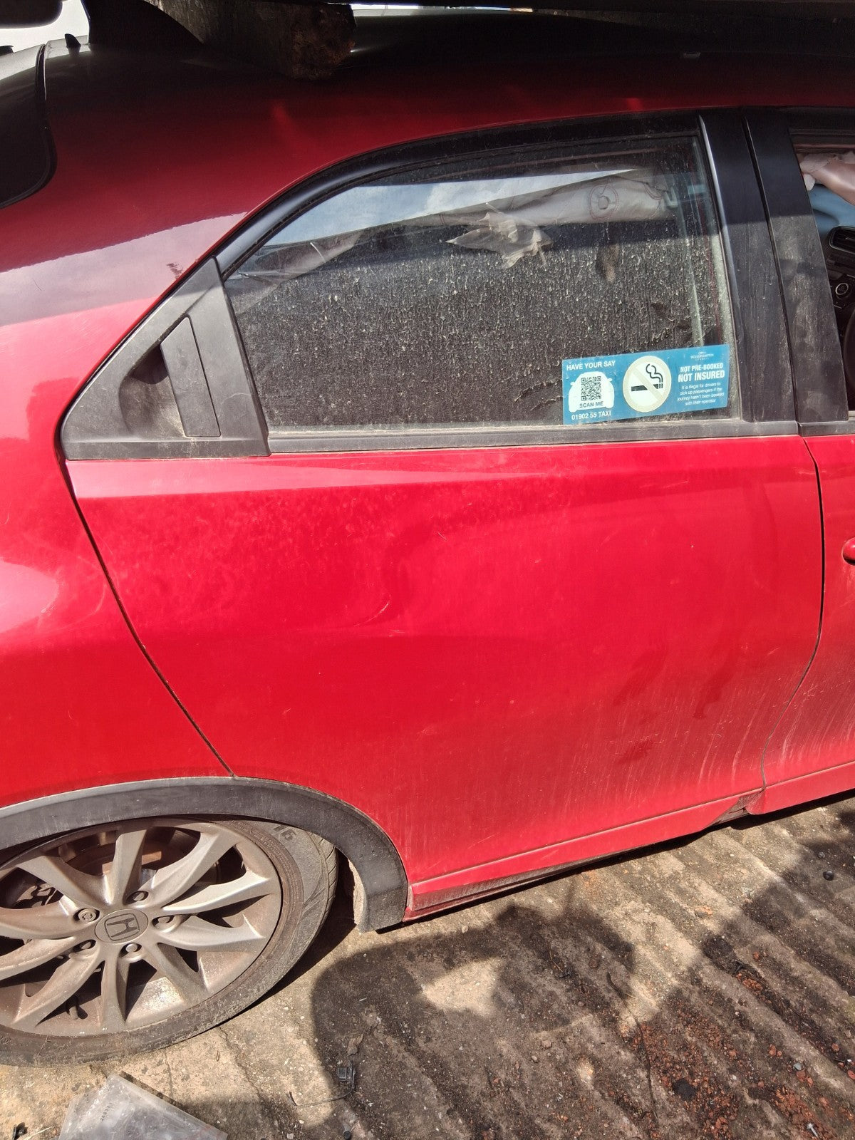 2016 HONDA CIVIC MK9 HATCHBACK OSR DRIVER SIDE REAR RIGHT BARE DOOR RED R81