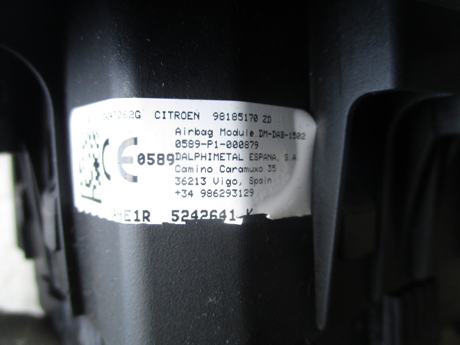 2021 CITROEN BERLINGO MK3 K9 OS DRIVER SIDE STEERING AIRBAG 98185170ZD
