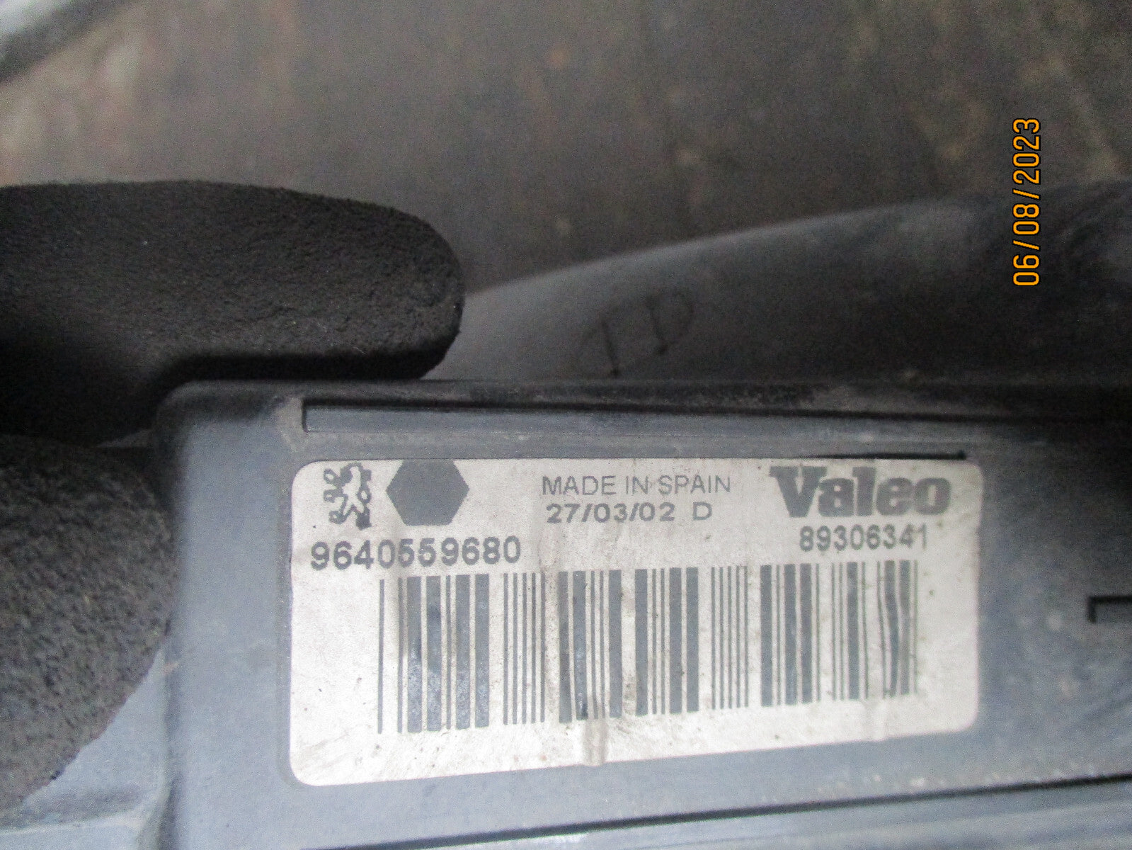 PEUGEOT 206 2002 OS DRIVER SIDE FRONT HEADLIGHT 9640559680