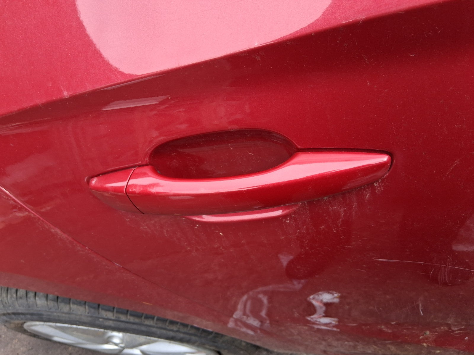 2020 VAUXHALL CORSA F HATCH OSR DRIVER SIDE REAR EXTERIOR DOOR HANDLE RED