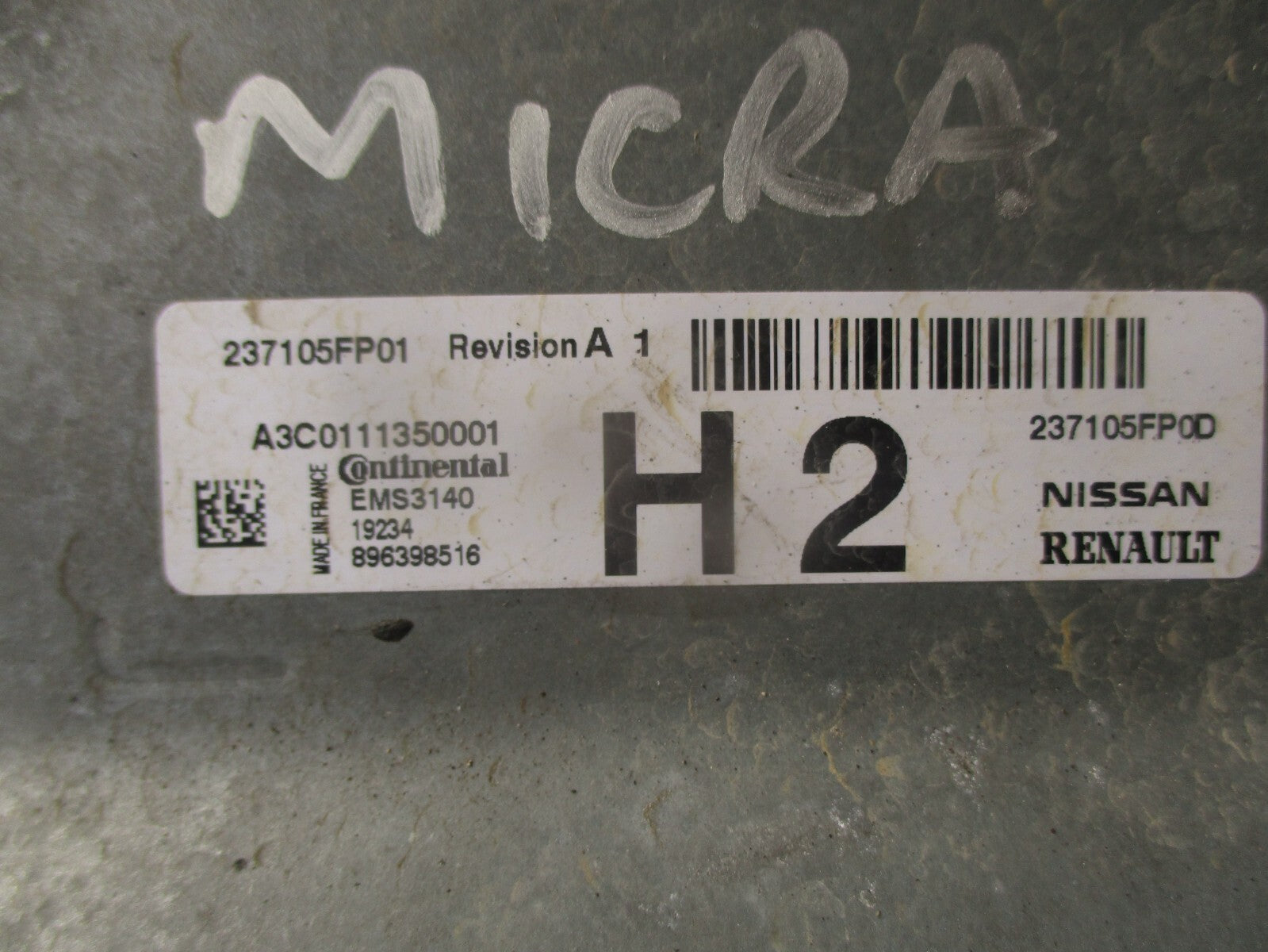 2019 NISSAN MICRA K14 MK5 1.0 PETROL ENGINE CONTROL UNIT ECU 237105FP01