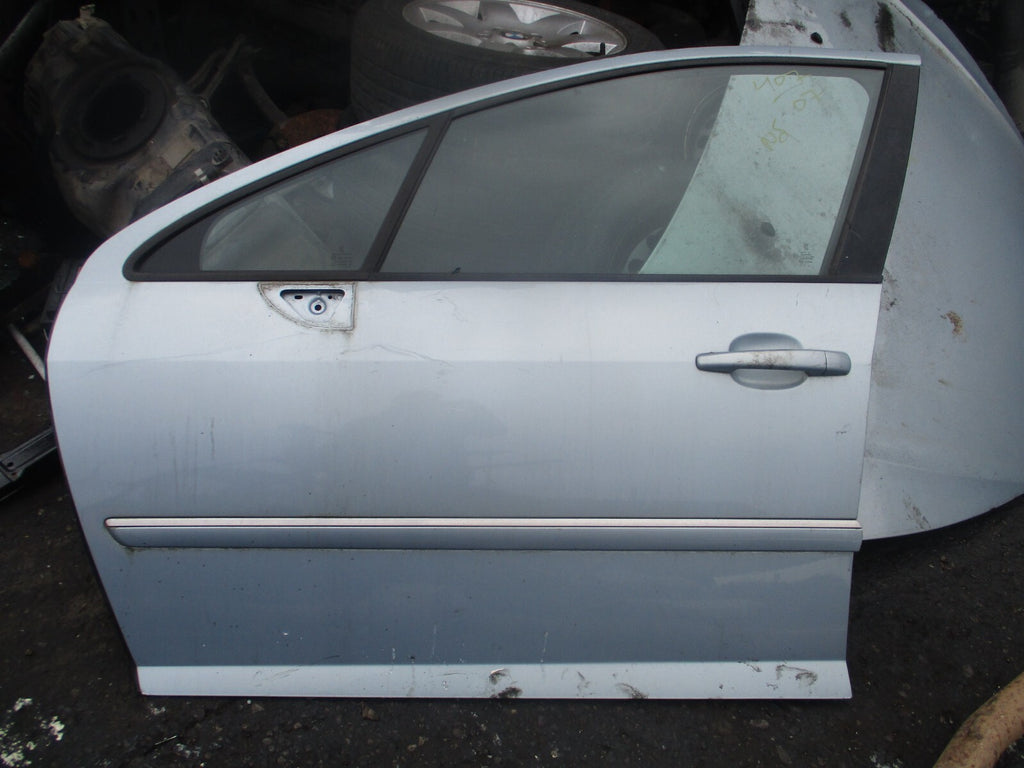 2007 PEUGEOT 407 MK1 NSF PASSENGER SIDE FRONT COMPLETE DOOR BLUE
