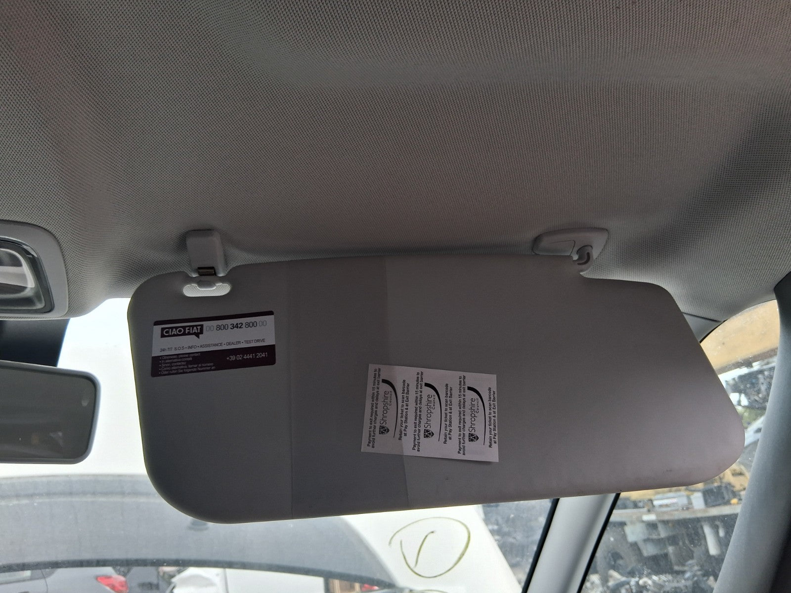 2019 FIAT 500L HATCH OSF DRIVER SIDE FRONT INTERIOR SUN VISOR SHADE