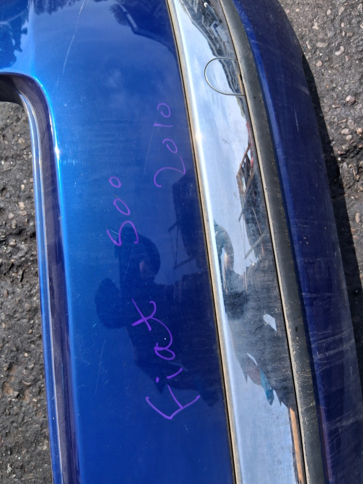2010 FIAT 500 LOUNGE MK1 COMPLETE REAR BUMPER BLUE MAGNETICO 599/A