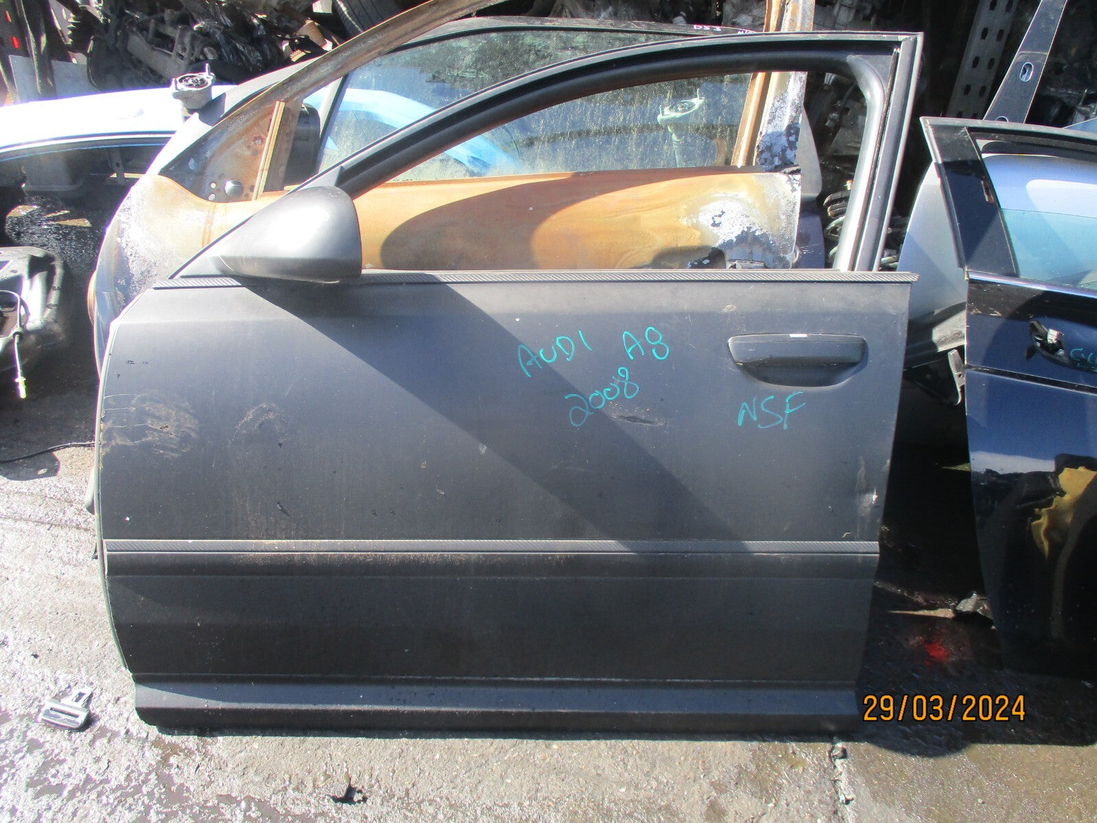 AUDI A8 D3 4E 2008 NSF PASSENGER SIDE FRONT DOOR MATT BLACK