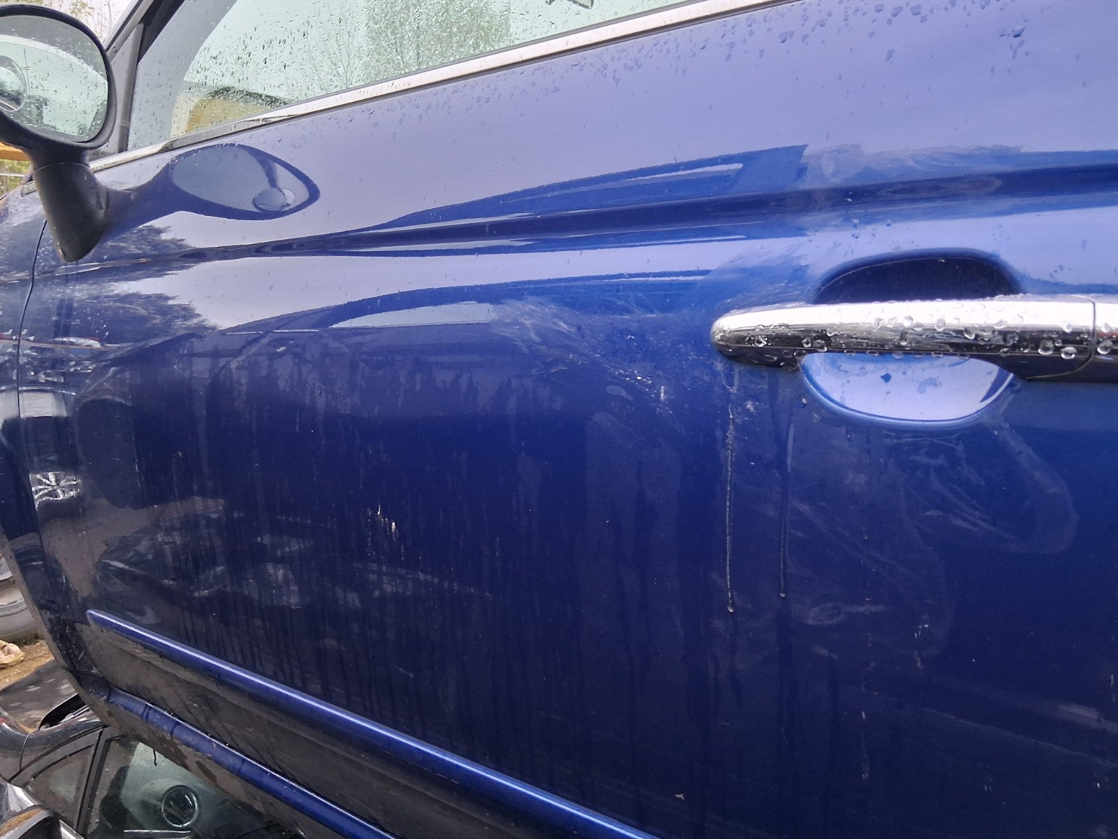 2010 FIAT 500 LOUNGE MK1 NS PASSENGER SIDE LEFT BARE DOOR BLU MAGNETICO 599/A