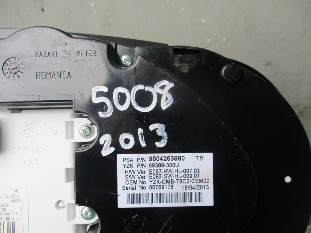 2013 PEUGEOT 5008 SPEEDOMETER INSTRUMENT CLUSTER 9804263980
