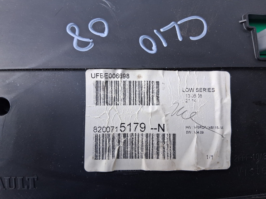 2008 RENAULT CLIO MK3 1.2 PETROL MANUAL SPEEDO INSTRUMENT CLUSTER 8200715179