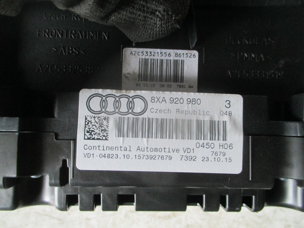 AUDI A1 2015 8X SPEEDOMETER INSTRUMENT CLUSTER 8XA920980