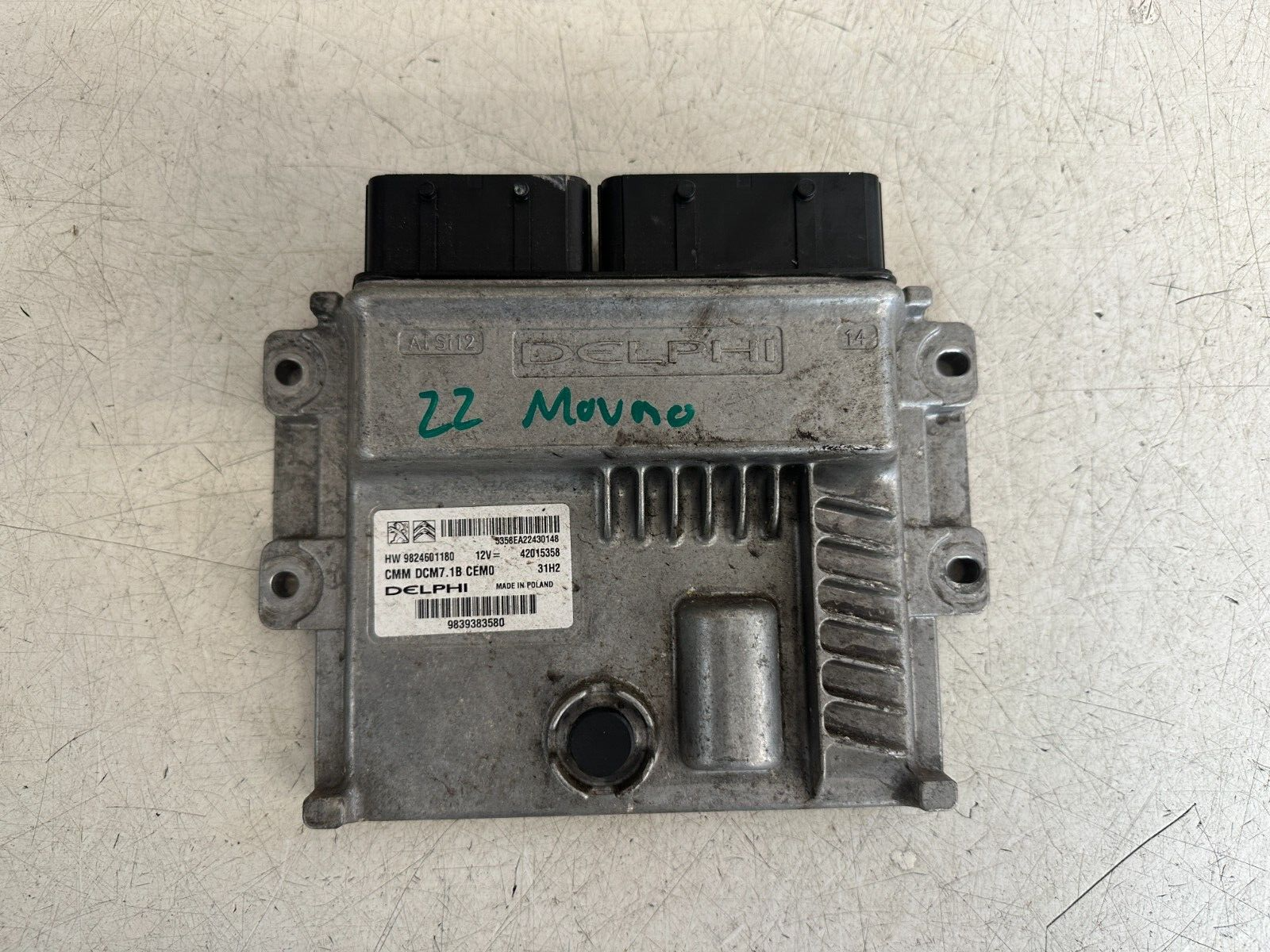 2022 VAUXHALL MOVANO 2.2 DIESEL ENGINE CONTROL UNIT MODULE ECU 9824601180