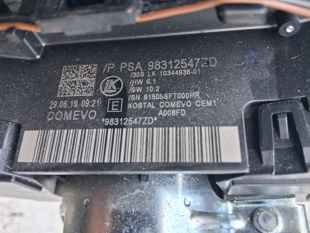 2019 PEUGEOT 5008 MK2 INDICATOR WIPER COMBINATION SWITCH STALK SQUIB 98312547ZD