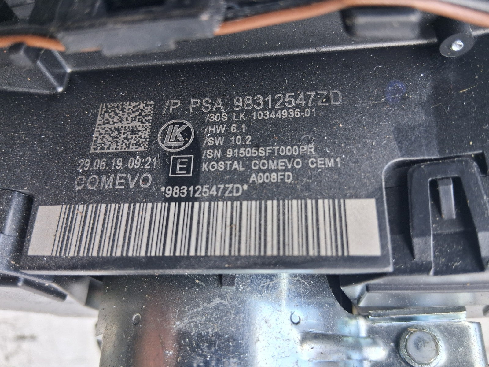 2019 PEUGEOT 5008 MK2 INDICATOR WIPER COMBINATION SWITCH STALK SQUIB 98312547ZD